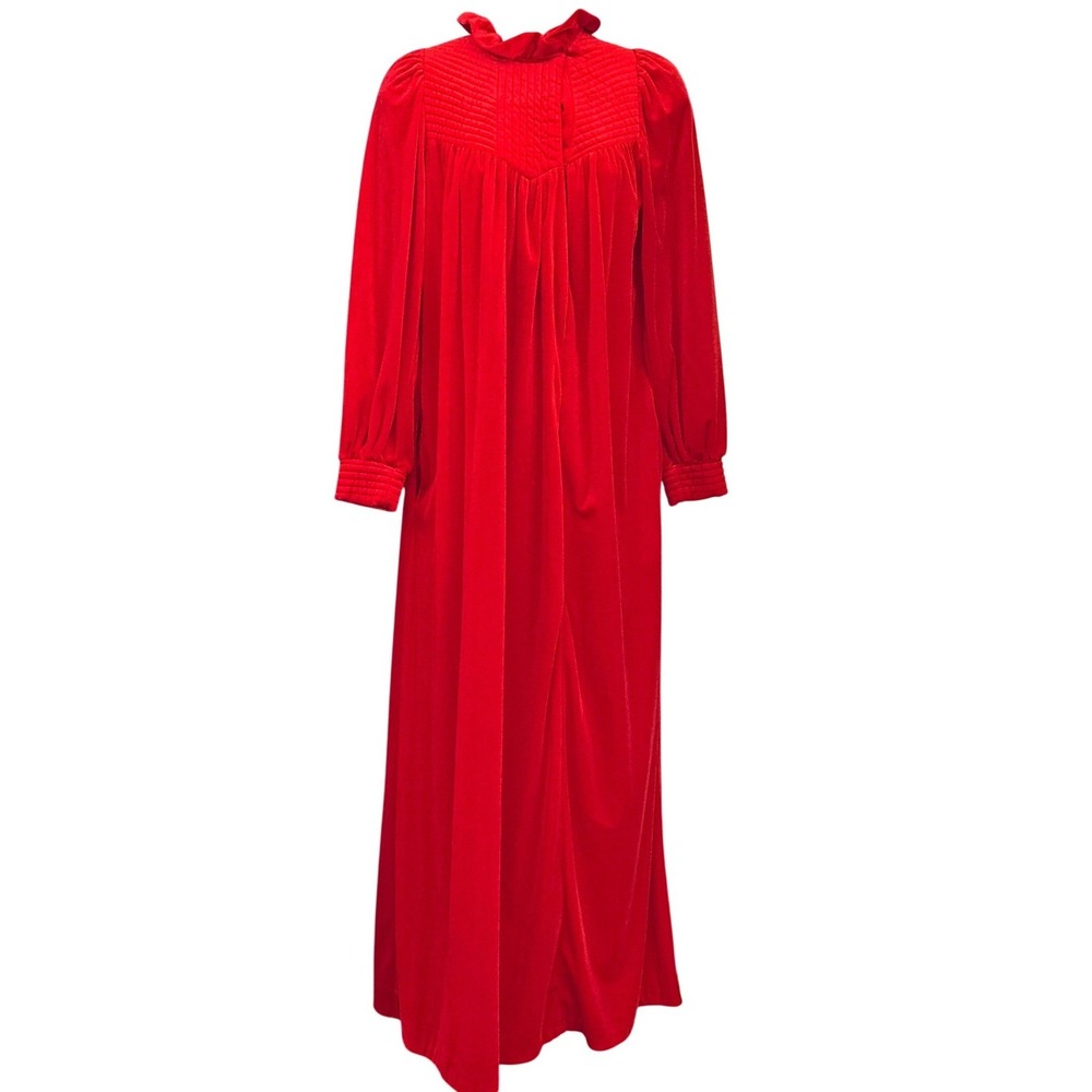 Vintage Richard Assatly Robe Red Velvet Maxi Old Hollywood Glam Regencycore